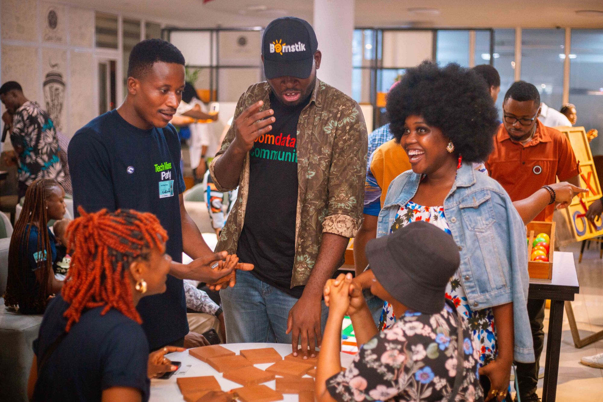 Tech Mixer Party attendees playing a game together
